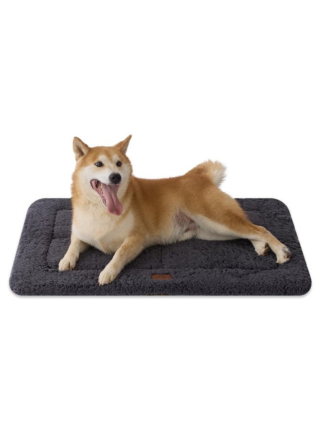 Joydeco Low Profile Dog Crate Mat Reversible Bed Pad, Washable Dog Pad Mat with Ultra Soft Fleece, Compact Design Kennel Beds Mats for Large Medium Small Pets, 35" x 23" Dark Gray - Image 1